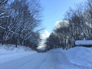 雪の翌朝の峠道