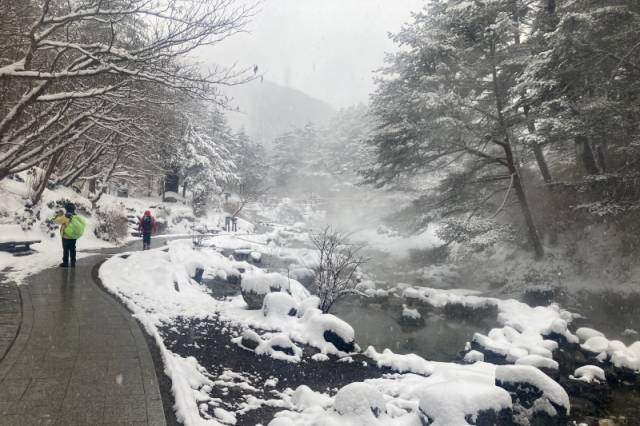 公園内の雪景色